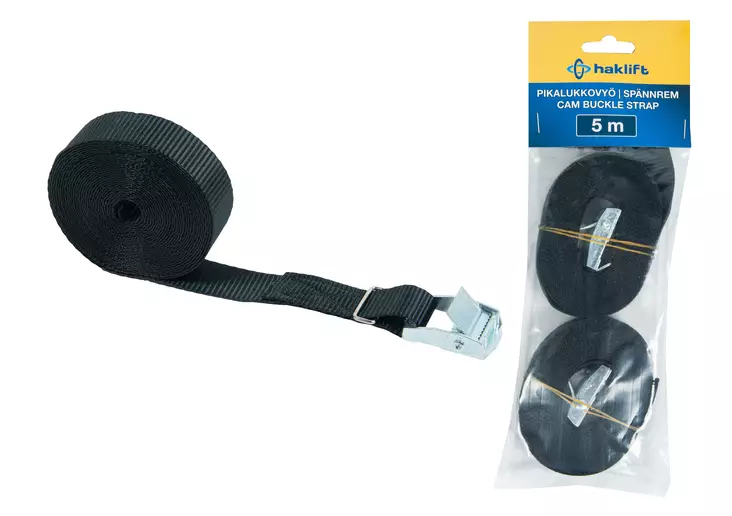 Haklift pikalukkovyö 5m nauha 25mm musta 2kpl - Pikalukkovyöt ja sidontavälineet - 0003378 - 1