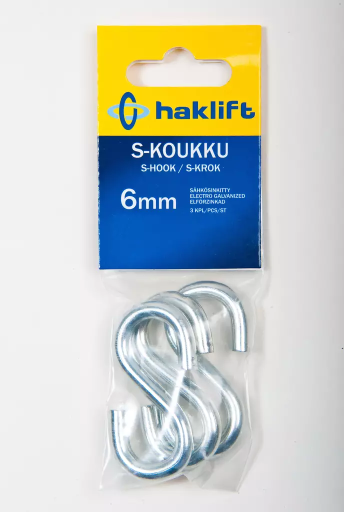 Haklift s-koukku 6mm 3kpl - Katto- ja kulmakoukut - 0003368 - 1