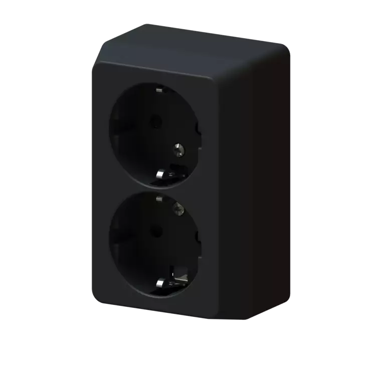 Harju Hiili pintapistorasia 2-os musta - Pinta-asennus rasiat ja kytkimet - 0009898 - 1