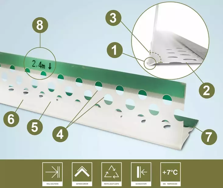 Konkret Kulmasuoja teipillä 2,7m - Kulmalistat - 0016758 - 1