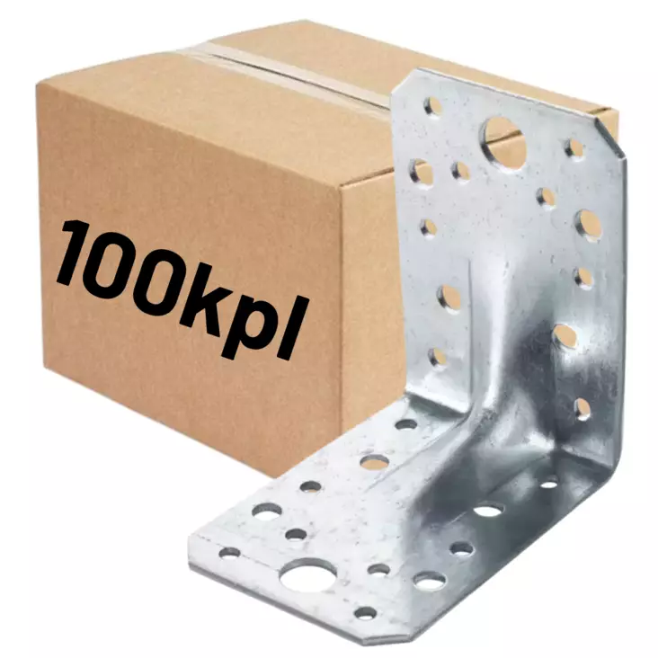 Kulmalevy 90x90x65x2,5mm vahvistettu 100kpl (LTK) - Kulmalevyt - 0019778 - 1