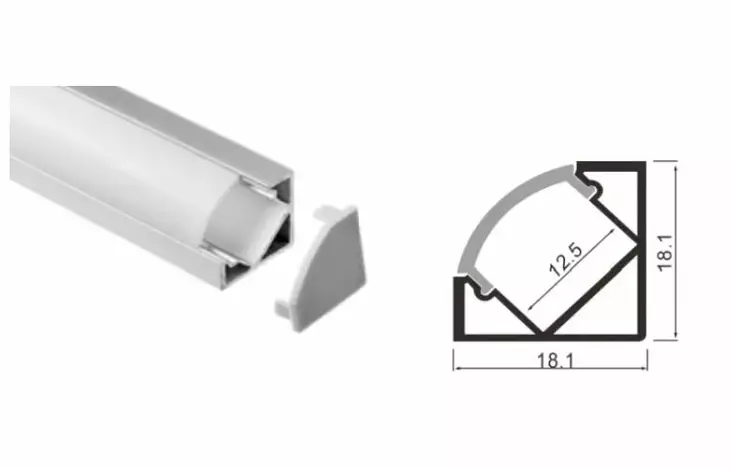 Led Energie Alumiiniprofiili 1m kulma - Valaistuksen asennustarvikkeet - 0004198 - 1