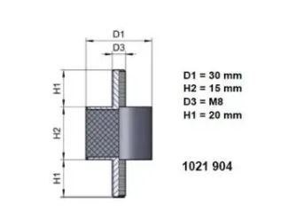 Lieriöeristin pulteilla 527 30/15mm M8 2kpl - Kumieristimet - 0012708 - 1