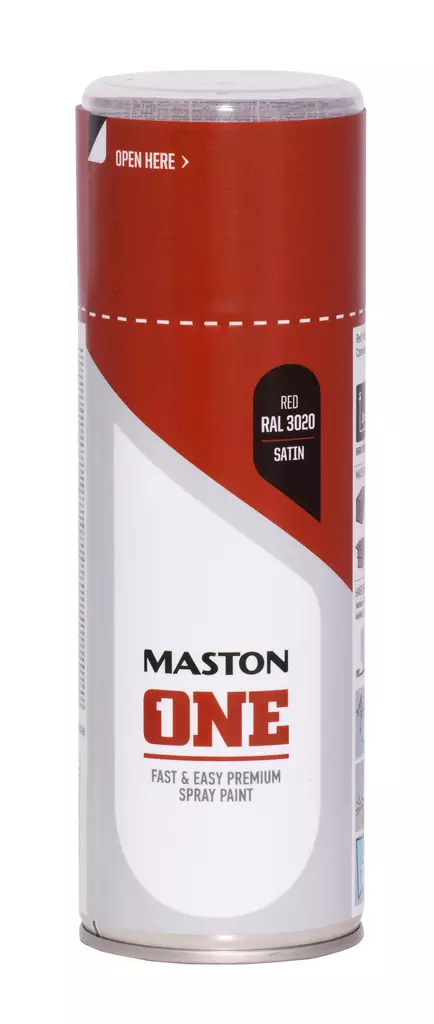 Maston spraymaali ONE - Satiini Punainen RAL3020 400ml - Spraymaalit - 0000118 - 1