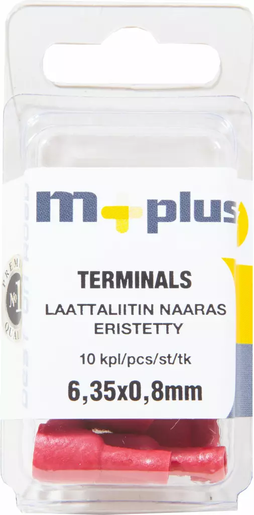 M+ eristetty laattaliitin 6,35x0,8mm naaras punainen 10kpl - Johdot ja asennustarvikkeet - 0008268 - 1