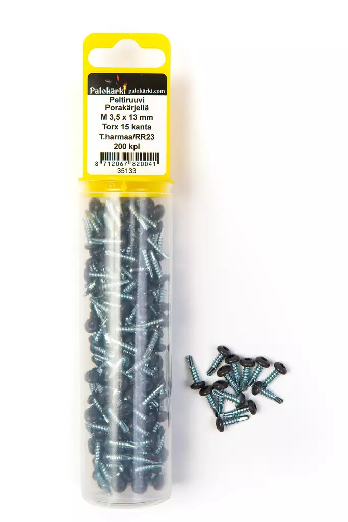 Peltiruuvi 3,5x13mm T15 tumman harmaa RR23 200kpl - Poraruuvit - 0001668 - 2