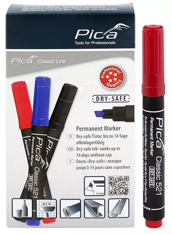 Pica Merkintätussi viisto punainen 2-6mm 10kpl - Merkkauskynät ja tussit - 0022338 - 1