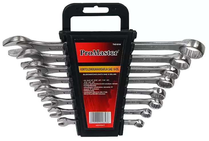 Promaster kiintoavainsarja 8-os. 1/4"-3/4" - Kiintolenkkiavaimet ja sarjat - 0005778 - 1