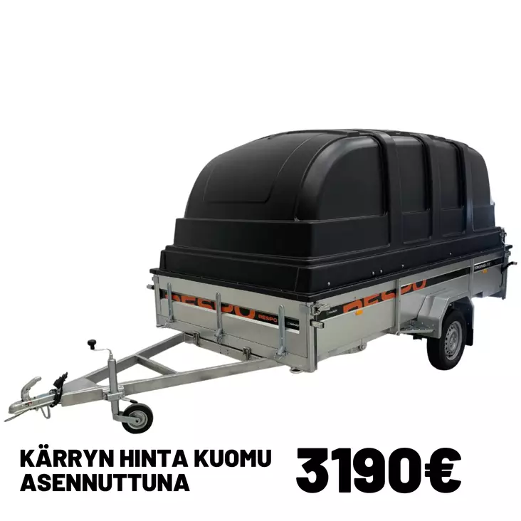Respo peräkärry 185x350cm I-akselinen Jaxal kuomulla - Peräkärryt - 0014938 - 1