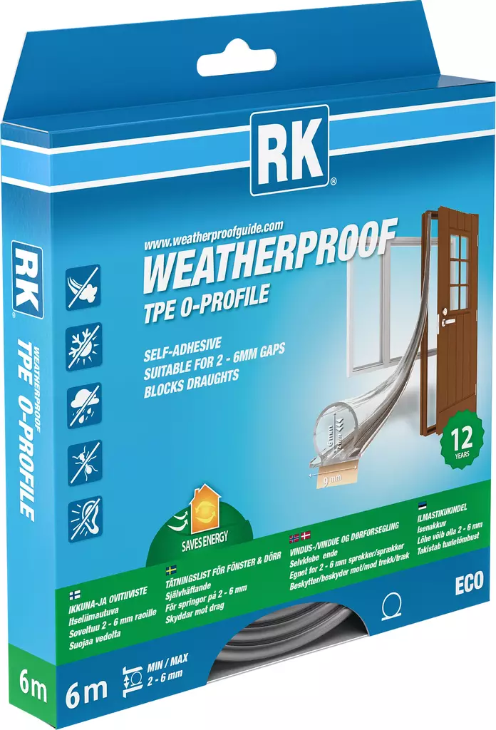 RK Ikkuna- ja Ovitiiviste TPE, O-Profiili Kirkas 6m - Ikkuna- ja ovitiivisteet - 0008818 - 1