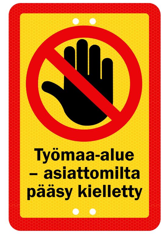 Sekure 2mm, 20x30cm Alumiinikyltti Työmaa-alue - Ohjekyltit - 0017088 - 1