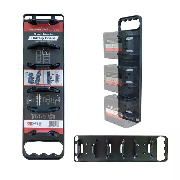 Stealth Mounts akkupidike 3kpl kantokahvalla Milwaukee akuille - Työkalujen säilytystelineet - 0020828 - 1