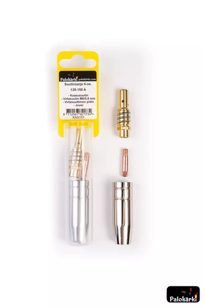 Suutinsarja 4-os. 130-150A: Kaasusuutin, Virtasuutin M6/0,8mm, Virtasuuttimen pidin, Jousi - Hitsauslaitteiden tarvikkeet - 0021608 - 1