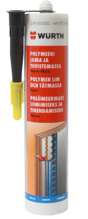 Wurth polymeeri liima-/tiivistysmassa musta 290ml - Liimamassat ja tiivistysmassat - 0010558 - 1