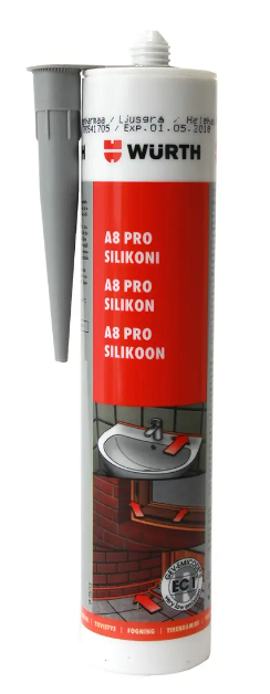 Wurth silikoni A8 Pro t.harmaa 310ml - Silikonit ja akryylimassat - 0010568 - 1