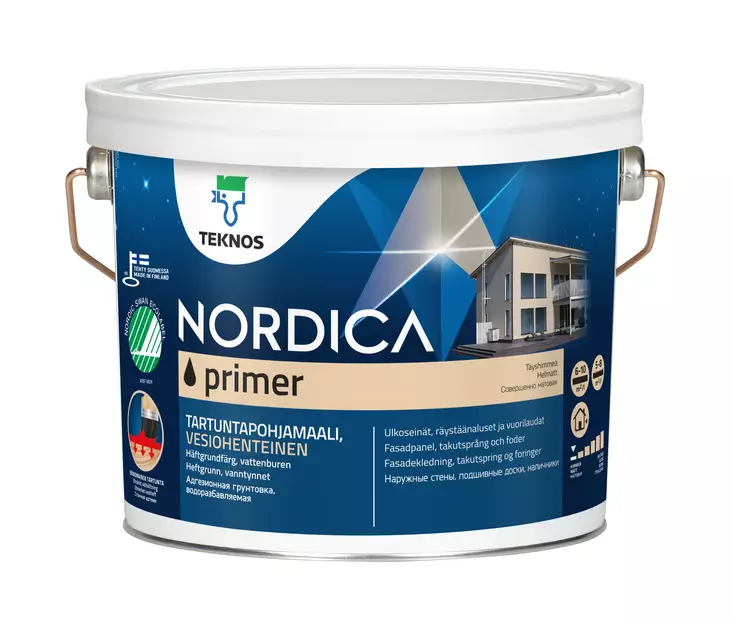 Teknos Tartuntapohjamaali Nordica Primer Valkoinen 2,7L - Ulkomaalit - 0019889 - 1