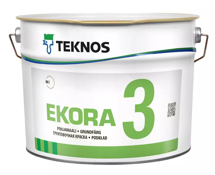 Teknos Pohja- Ja Kattomaali Ekora 3 valkoinen 9L - Sisämaalit - 0019929 - 1
