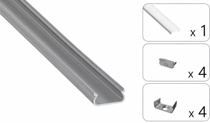 Alumiiniprofiili 16x7,2x2020mm anodisoitu alumiini - Led-nauhat - 0022479 - 1