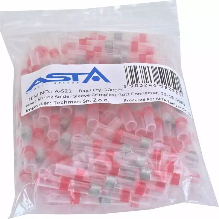 Asta kutiste jatkoliitin tinalla 100kpl punainen, 0.5-1.0mm²/ 1.3-2.7mm - Johdot ja asennustarvikkeet - 0017319 - 1