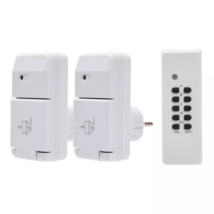 Axxel pistorasiasarja 2kpl, kaukosäätimellä IP44 - Kaukosäätöiset pistorasiat - 0009249 - 1