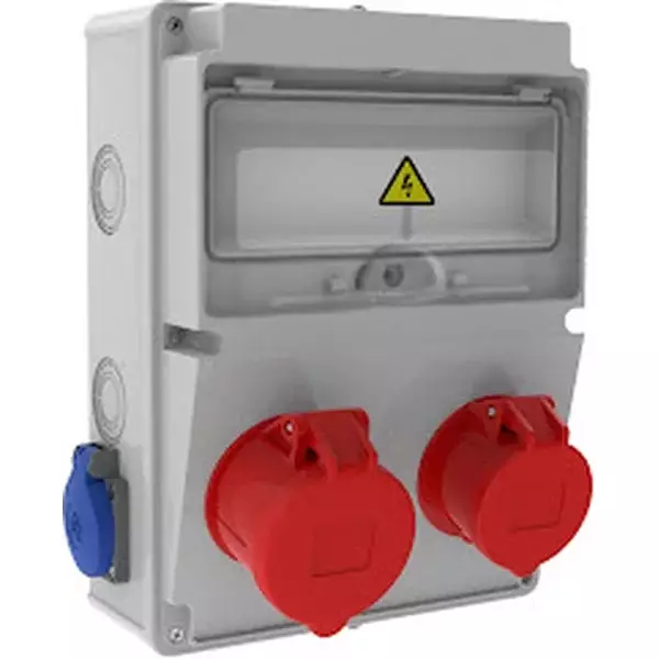 Bemis Pistorasiakotelo 2x16A schuko + 16A voimapistorasia + 32A voimapistorasia 220x300x120mm - Pinta-asennus rasiat ja kytkimet - 0019649 - 1