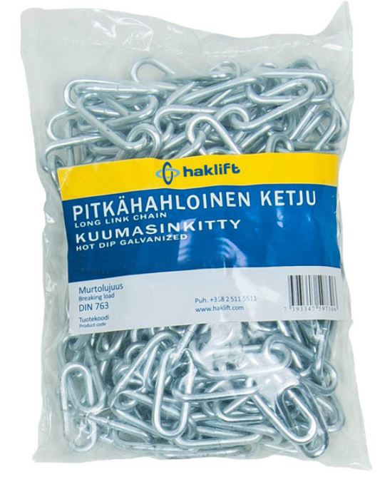 Haklift kuumasinkitty pitkähahloinen ketju 6mm 5m - Kettingit ja ketjutarvikkeet - 0003279 - 1