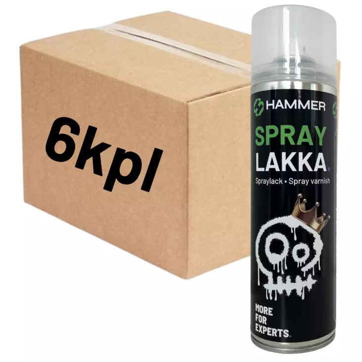 HS Hammer Spraymaali kiiltävä lakka 500ml LAATIKKO (6kpl) - Spraymaalit - 0019759 - 1