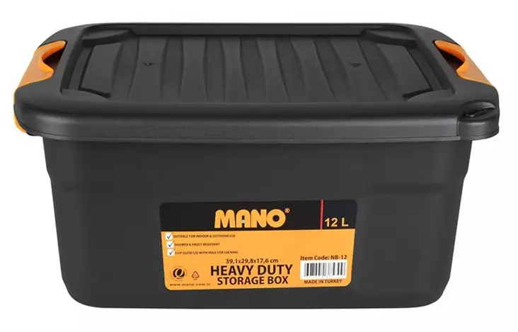 Mano Varastolaatikko kannella 12L musta - Säilytyslaatikot - 0019489 - 1