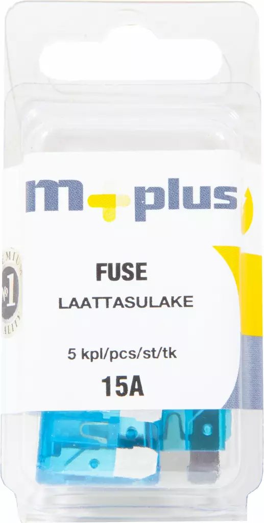 M+ laattasulake 15 A sininen 5kpl - Sulakkeet ja rasiat - 0008249 - 1