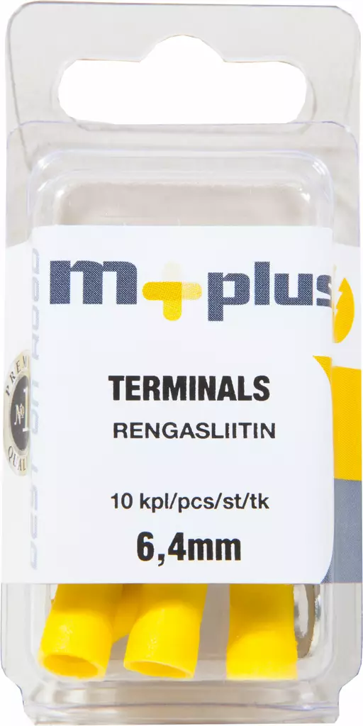 M+ rengasliitin keltainen 6,4 mm, 10kpl - Johdot ja asennustarvikkeet - 0008279 - 1