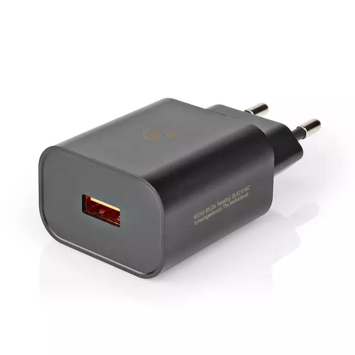 Nedis Seinälaturi 3.0A 1 lähtö USB-A (QC 3.0 - 18 W) musta - Puhelintarvikkeet - 0007119 - 1