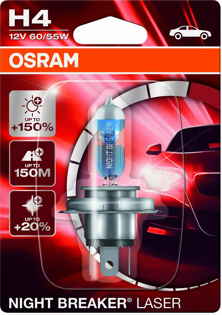 Osram Night Breaker Laser +150% 12V H4 polttimo H4 60/55W - Autopolttimot - 0008169 - 1