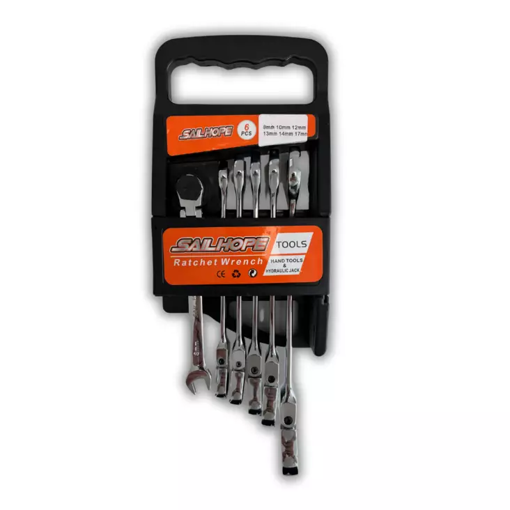 Räikkälenkkiavainsarja nivelellä 8-17 mm 6-os - Kiintolenkkiavaimet ja sarjat - 0018369 - 1