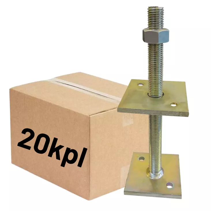 Säätöjalka ZN M16x150mm, 150x50x50x5mm, 20kpl (LTK) - Ruuvipaalut ja teräsjalat - 0022049 - 1