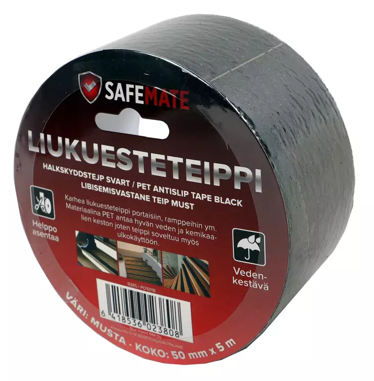 SafeMate Liukuesteteippi 50mmx5m musta ulkokäyttöön - Liukuesteteipit - 0017599 - 1