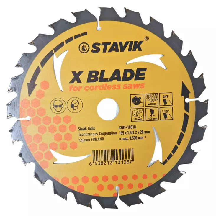 Stavik Pyörösahanterä 185x24Tx20mm, 1.5mm - Pyörösahanterät akkukoneisiin - 0020249 - 1