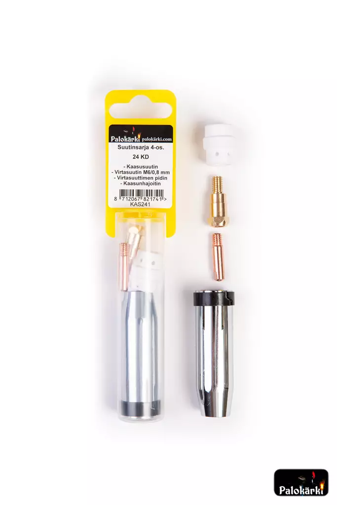 Suutinsarja 4-os. 24KD: Kaasusuutin, Virtasuutin M6/0,8mm, Virtasuuttimen pidin, Kaasunhajoitin - Hitsauslaitteiden tarvikkeet - 0021609 - 1