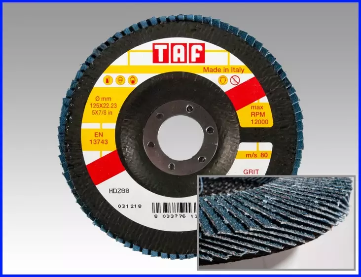 Taf Lamellilaikka 125mm P40 zir HDZ88 - Liuskahiomalaikat, lamellilaikat - 0003549 - 1