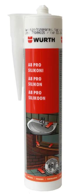 Wurth silikoni A8 Pro väritön 310ml - Silikonit ja akryylimassat - 0010569 - 1